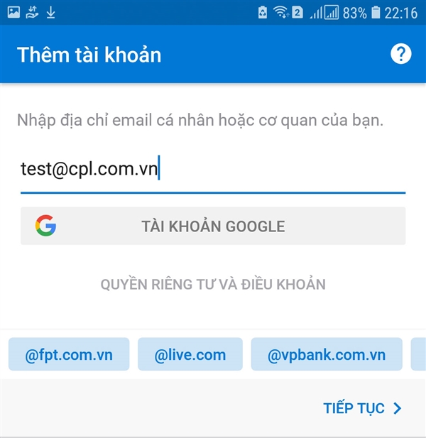 cai dat mail outlook tren dien thoai android 1