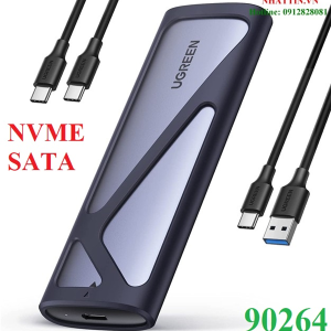 Box ổ cứng SSD M.2 hỗ trợ NVME+SATA USB Type-C 3.2 GEN2 tốc độ 10Gbps Ugreen 90264 cao cấp (Max 2TB)