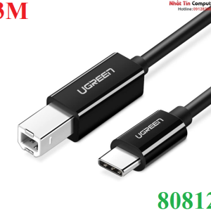 Cáp máy in USB 2.0 Type-C to USB Type-B dài 3M Ugreen 80812 (Màu đen)