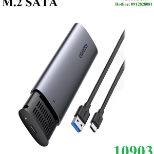 Hộp box đựng ổ cứng SSD M.2 SATA NGFF B-Key Ugreen 10903 cao cấp (hỗ trợ 2TB)