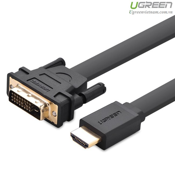 Cáp HDMI to DVI (24+1) mỏng dẹt dài 15M Chính hãng Ugreen 30142 Cao cấp