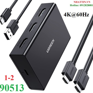 Bộ chia tín hiệu HDMI 2.0, 1 ra 2 Ultra HD 4K@60Hz HDCP 2.2/1.4, 3D, HDR, CEC Ugreen 90153 cao cấp