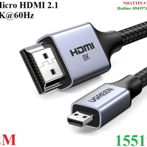 Cáp Micro HDMI to HDMI 8K@60Hz dài 2M Hỗ trợ Dynamic HDR, eARC Ugreen 15517 cao cấp