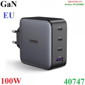 Củ sạc nhanh 100W GaN Nexode 4 cổng, 3 USB Type-C và 1 USB Type-A Hỗ trợ QC4+, PD3.0 Ugreen 40747 EU