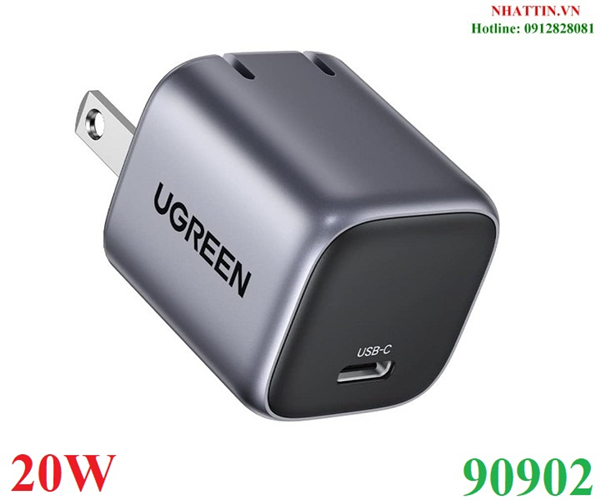 Củ sạc nhanh 20W 1 cổng USB Type-C Hỗ trợ QC4+, PD3.0 Ugreen 90902 cao cấp (EU)