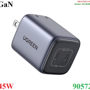 Củ sạc nhanh Nexode GaN 45W 2 cổng USB Type-C x2 Hỗ trợ QC4+, PD3.0 Ugreen 90572 cao cấp (US)