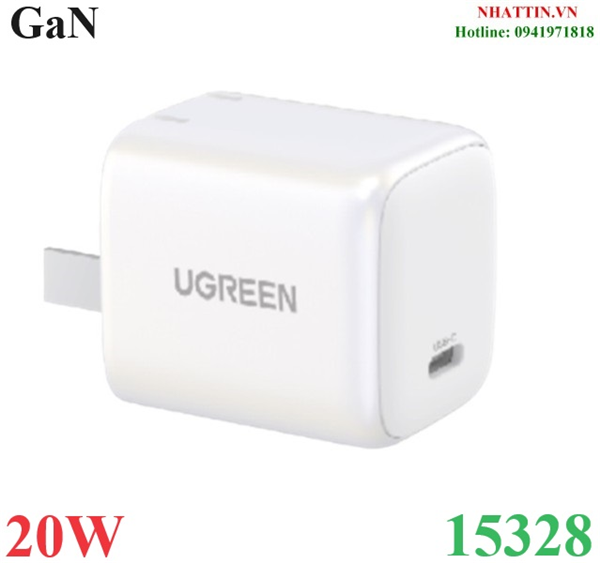 Củ sạc nhanh GaN PD 20W Type-C Ugreen 15328 cao cấp (US Plug)
