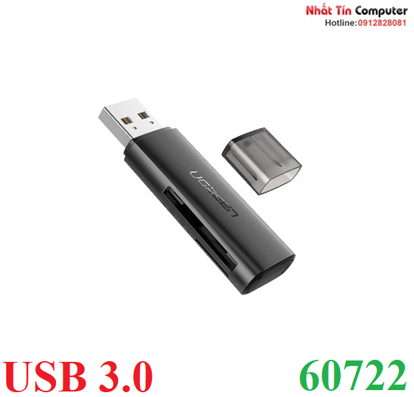 Đầu đọc thẻ SD/TF chuẩn USB 3.0 chính hãng Ugreen 60722 cao cấp