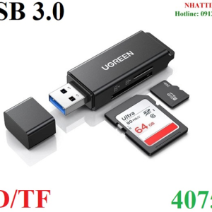 Đầu đọc thẻ SD/TF chuẩn USB 3.0 tốc độ 5Gbps Ugreen 40752 cao cấp