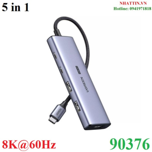 Hub chuyển đổi 5 in 1 USB Type-C sang HDMI 2.1 8K@60Hz, Type-C, USB 3.0 Ugreen 90376 cao cấp