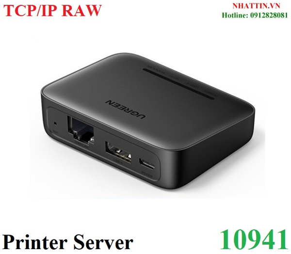 Thiết bị Printer Server in qua mạng Lan hoặc Wifi Ugreen 10941 cao cấp (TCP/IP RAW)