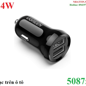 Tẩu sạc mini trên ô tô 2 cổng USB-A 24W/4,8A Ugreen 50875 cao cấp